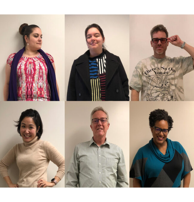 A collage of 6 portrait photos including people of various ages and ethnic backgrounds