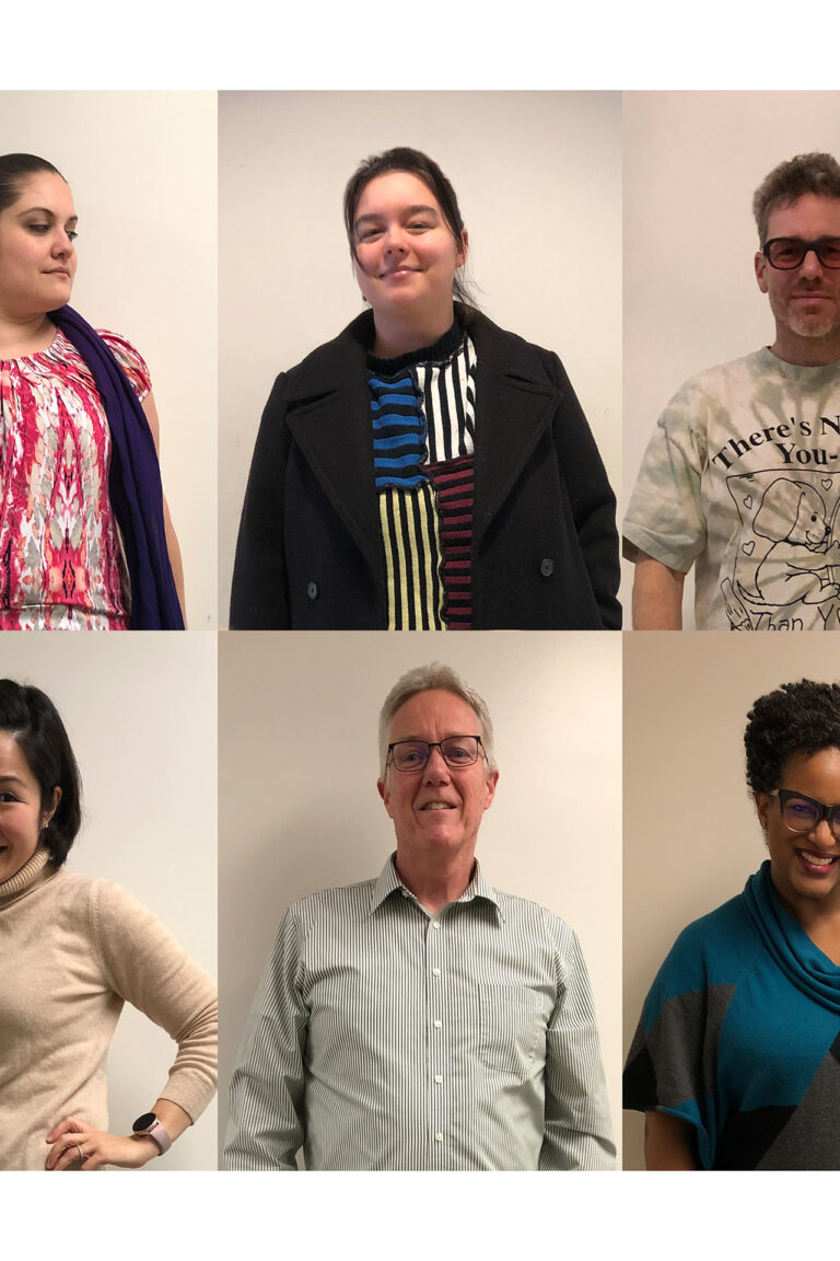 A collage of 6 portrait photos including people of various ages and ethnic backgrounds