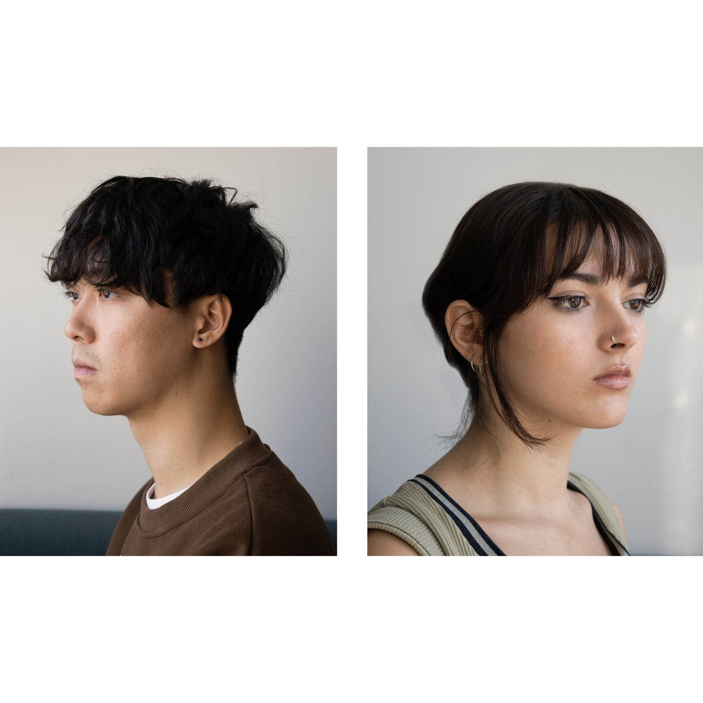 Side profiles of both a man and a women