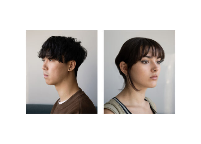 Side profiles of both a man and a women