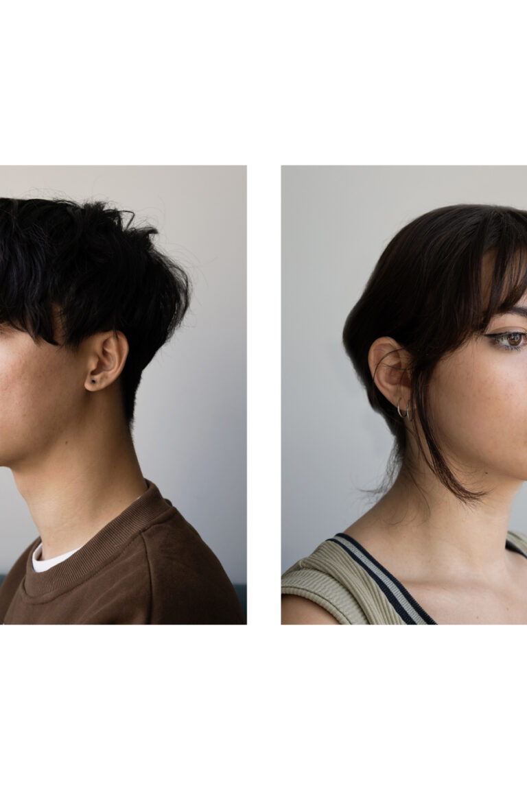 Side profiles of both a man and a women